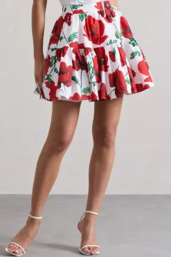 Isola | Poppy Print Poplin Tired Mini Skirt
