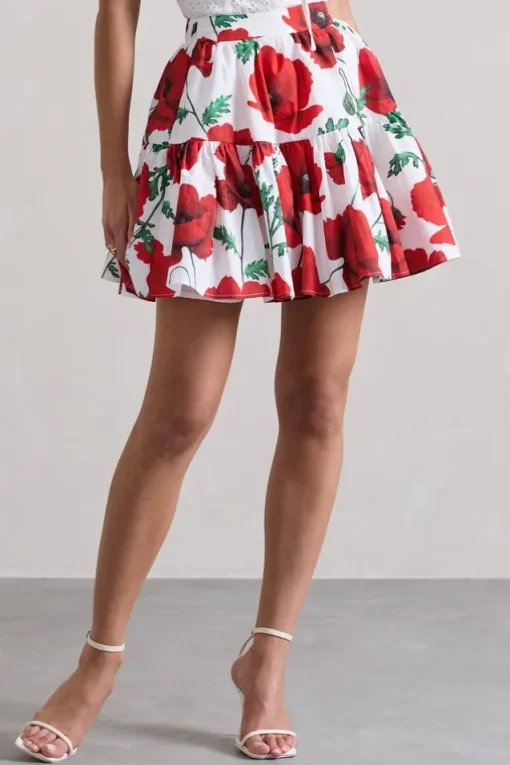 Isola | Poppy Print Poplin Tired Mini Skirt