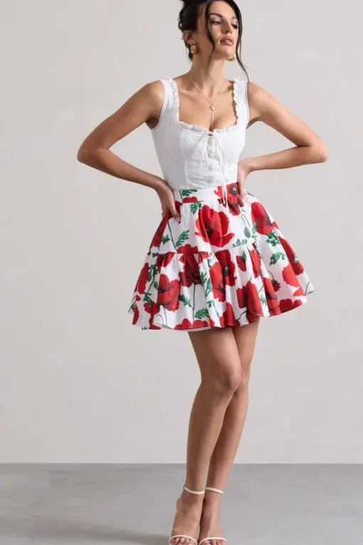 Isola | Poppy Print Poplin Tired Mini Skirt