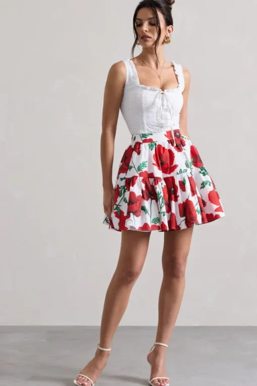 Isola | Poppy Print Poplin Tired Mini Skirt