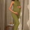 Issy | Olive High-Neck Sleeveless Maternity Jumpsuit