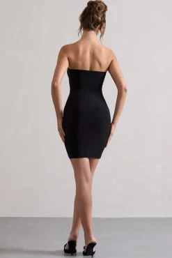Jamie | Black Strapless Mini Dress With Knot Skirt