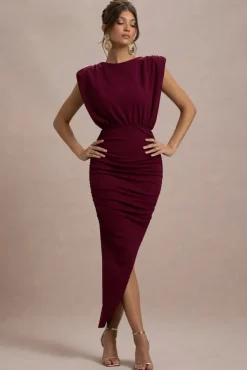 Jennifer | Port Sleeveless Maxi Dress With Asymmetric Hem