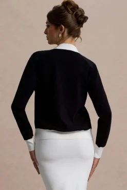 Joelle | Black u0026 White Knit Cardigan