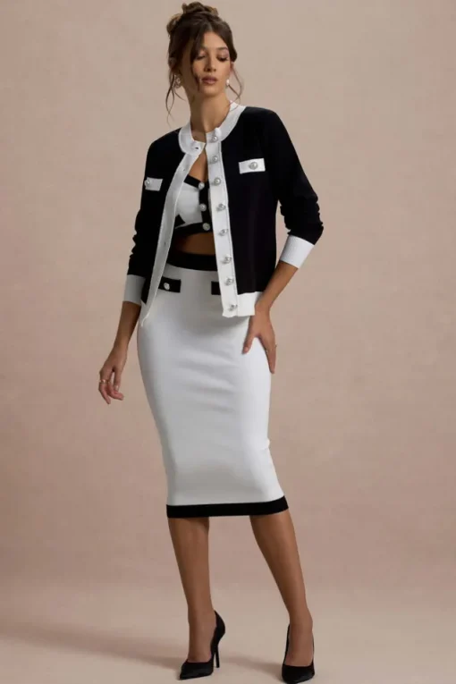 Joelle | Black u0026 White Knit Cardigan