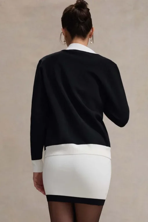 Joelle | Black u0026 White Knit Cardigan
