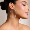 Julia | Silver Diamante Hoop Earrings