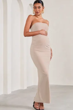 Juniper | Champagne Strapless Maternity Maxi Dress