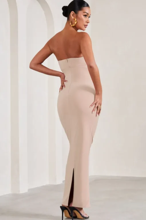 Juniper | Champagne Strapless Maternity Maxi Dress