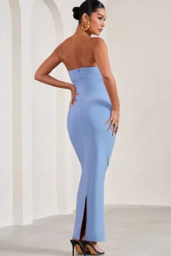 Juniper | Powder Blue Strapless Maternity Maxi Dress