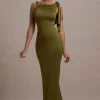 Kacey | Olive Twisted Knot Maxi Dress