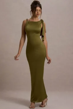 Kacey | Olive Twisted Knot Maxi Dress