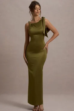 Kacey | Olive Twisted Knot Maxi Dress