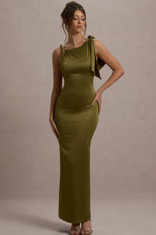 Kacey | Olive Twisted Knot Maxi Dress