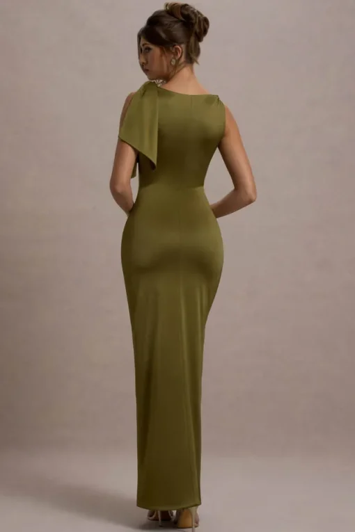 Kacey | Olive Twisted Knot Maxi Dress