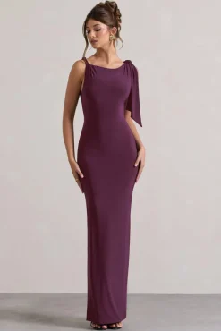 Kacey | Plum Twisted Knot Maxi Dress