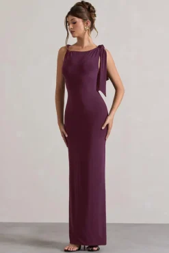 Kacey | Plum Twisted Knot Maxi Dress