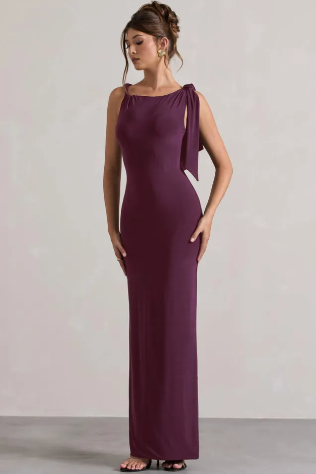 Kacey | Plum Twisted Knot Maxi Dress