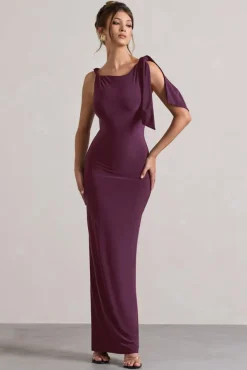 Kacey | Plum Twisted Knot Maxi Dress