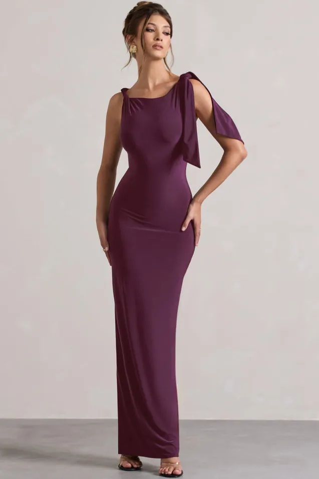 Kacey | Plum Twisted Knot Maxi Dress
