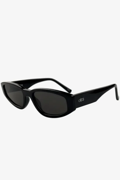 Kai | Otra Black Thin Rectangular Sunglasses