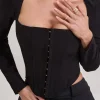 Kailey | Black Square-Neck Long-Sleeve Corset Top