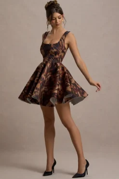 Kamaria | Animal Print Scoop-Neck Skater Mini Dress