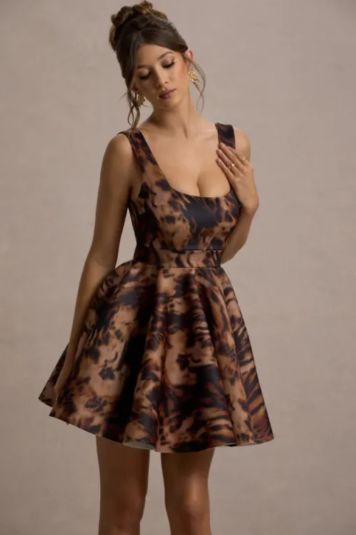 Kamaria | Animal Print Scoop-Neck Skater Mini Dress