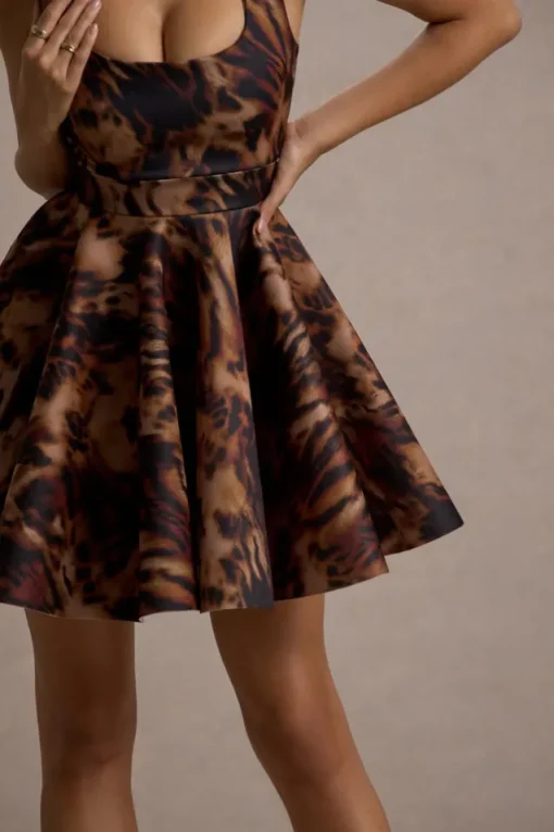 Kamaria | Animal Print Scoop-Neck Skater Mini Dress