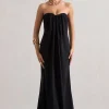 Kaz | Black Chiffon Sweetheart Maxi Dress