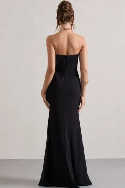 Kaz | Black Chiffon Sweetheart Maxi Dress