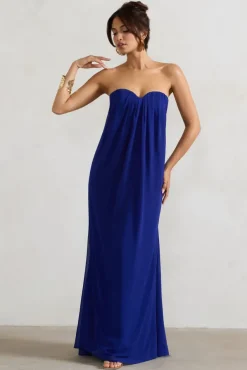 Kaz | Royal Blue Chiffon Sweetheart Maxi Dress