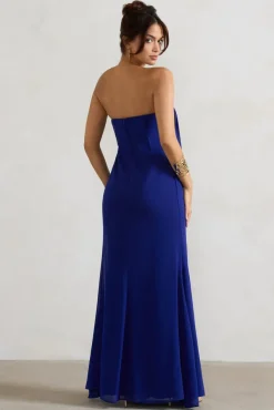 Kaz | Royal Blue Chiffon Sweetheart Maxi Dress