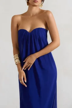 Kaz | Royal Blue Chiffon Sweetheart Maxi Dress