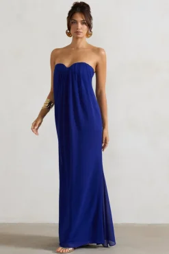 Kaz | Royal Blue Chiffon Sweetheart Maxi Dress