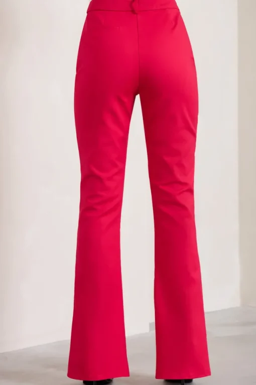 Kehlani | Red High Waist Wide Leg Trousers