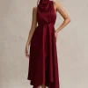 Kerri | Berry Satin Cowl-Neck Maxi Dress