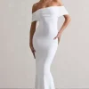 Kiana | White Bardot Maxi Dress
