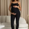 Kim | Black Strappy Skinny-Leg Maternity Unitard