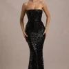 Like Magic | Black Sequin Bandeau Maxi Dress