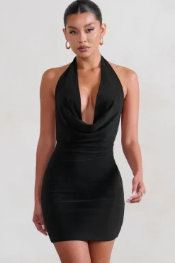 Liliana | Black Cowl Neck Mini Dress