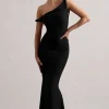 Lita | Black Twisted Asymmetric Maxi Dress