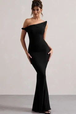 Lita | Black Twisted Asymmetric Maxi Dress