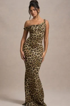 Lita | Leopard Print Twisted Asymmetric Maxi Dress
