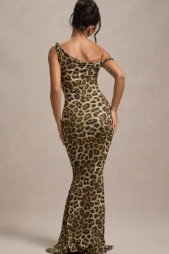 Lita | Leopard Print Twisted Asymmetric Maxi Dress
