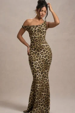 Lita | Leopard Print Twisted Asymmetric Maxi Dress