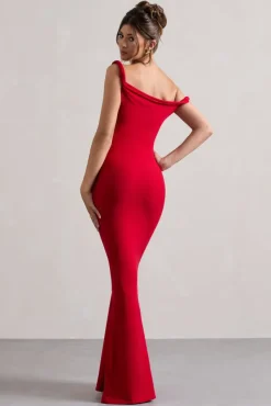 Lita | Red Twisted Asymmetric Maxi Dress