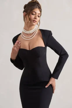 London | Black Sweetheart Maxi Dress With Volume Hem