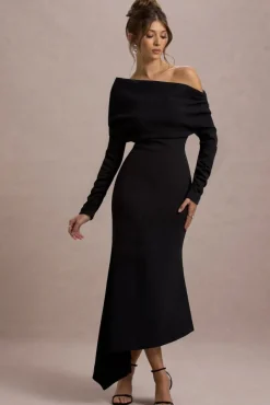 Lou | Black One-Shoulder Asymmetric Maxi Dress