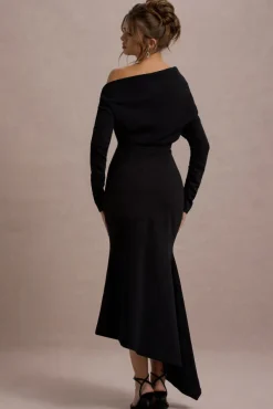 Lou | Black One-Shoulder Asymmetric Maxi Dress